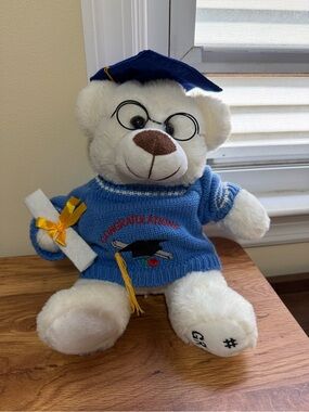 Graduation Teddy Bear Plush in Blue Sweater